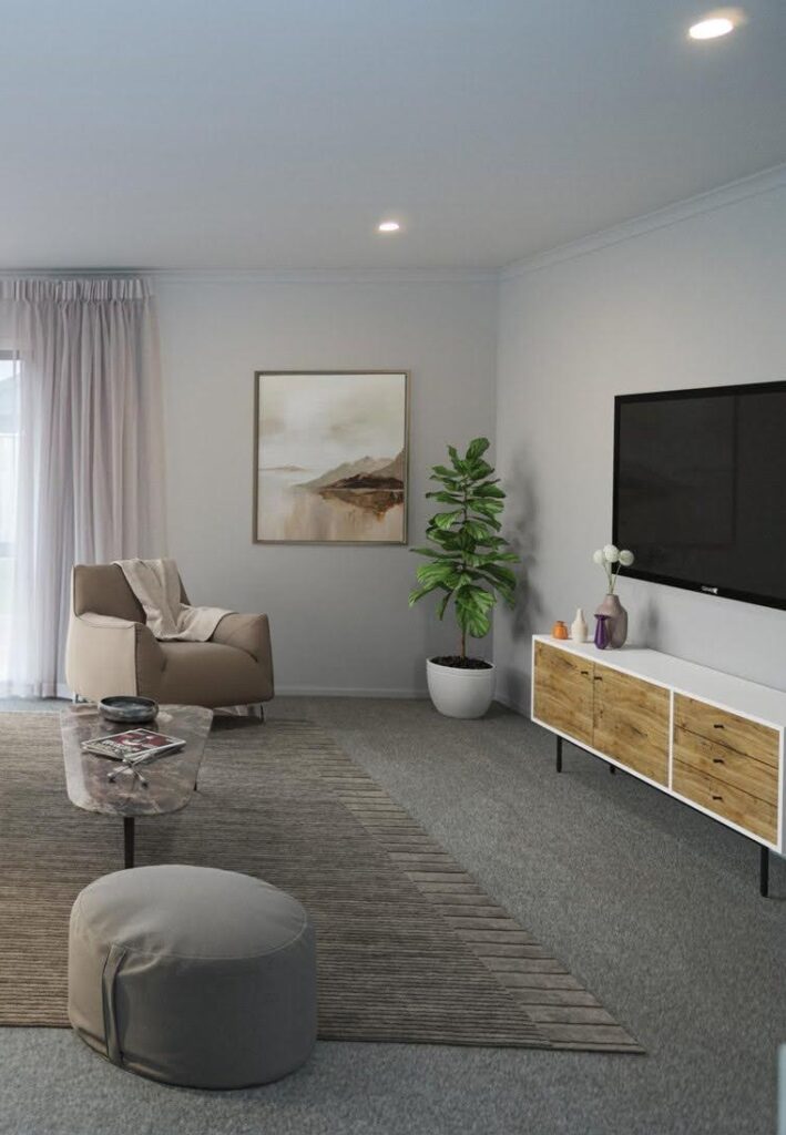 A new build with spray finished interior walls painted in Resene Black White by the quality painters at Swish Decorating