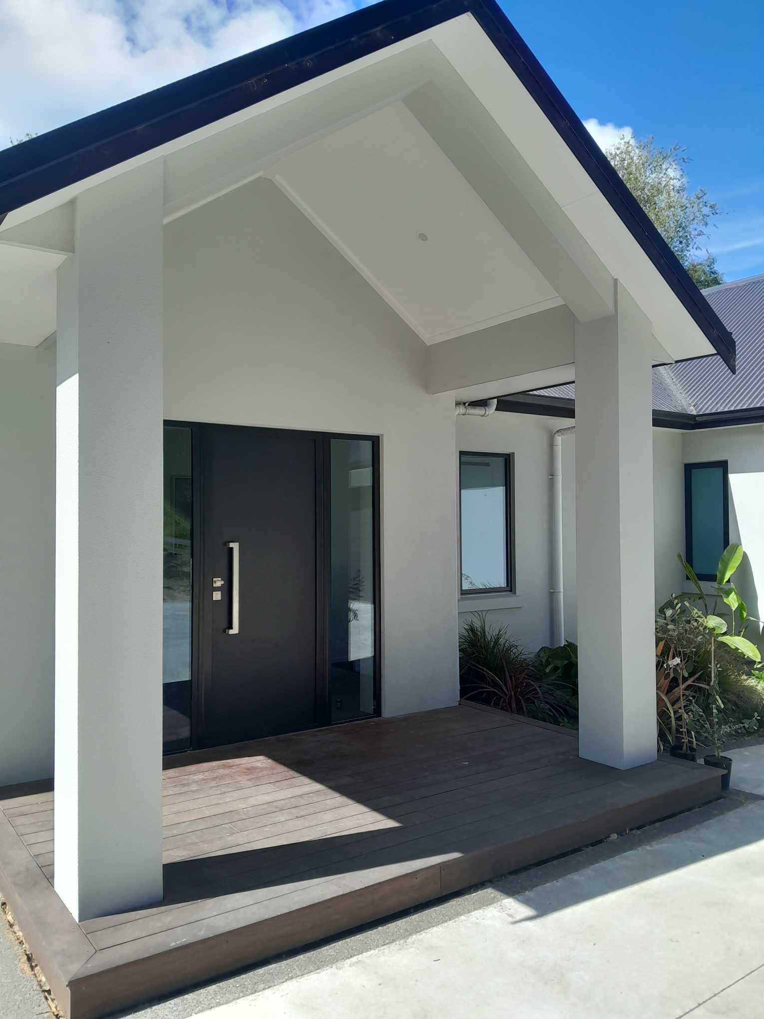 The eaves of this front entrance were given a spruce up with a fresh coat of paint