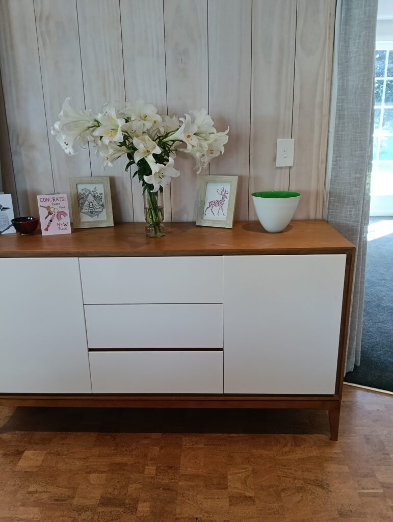 Complete interior renovation for these clients with a beautiful airy open plan living area featuring walls whitewashed in Resene Greywash